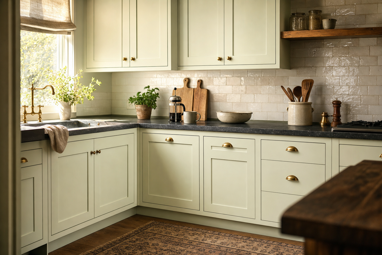 Tint by Benjamin Moore on cabinets