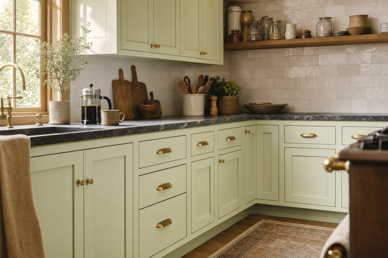 Sleeping Angel by Benjamin Moore on cabinets