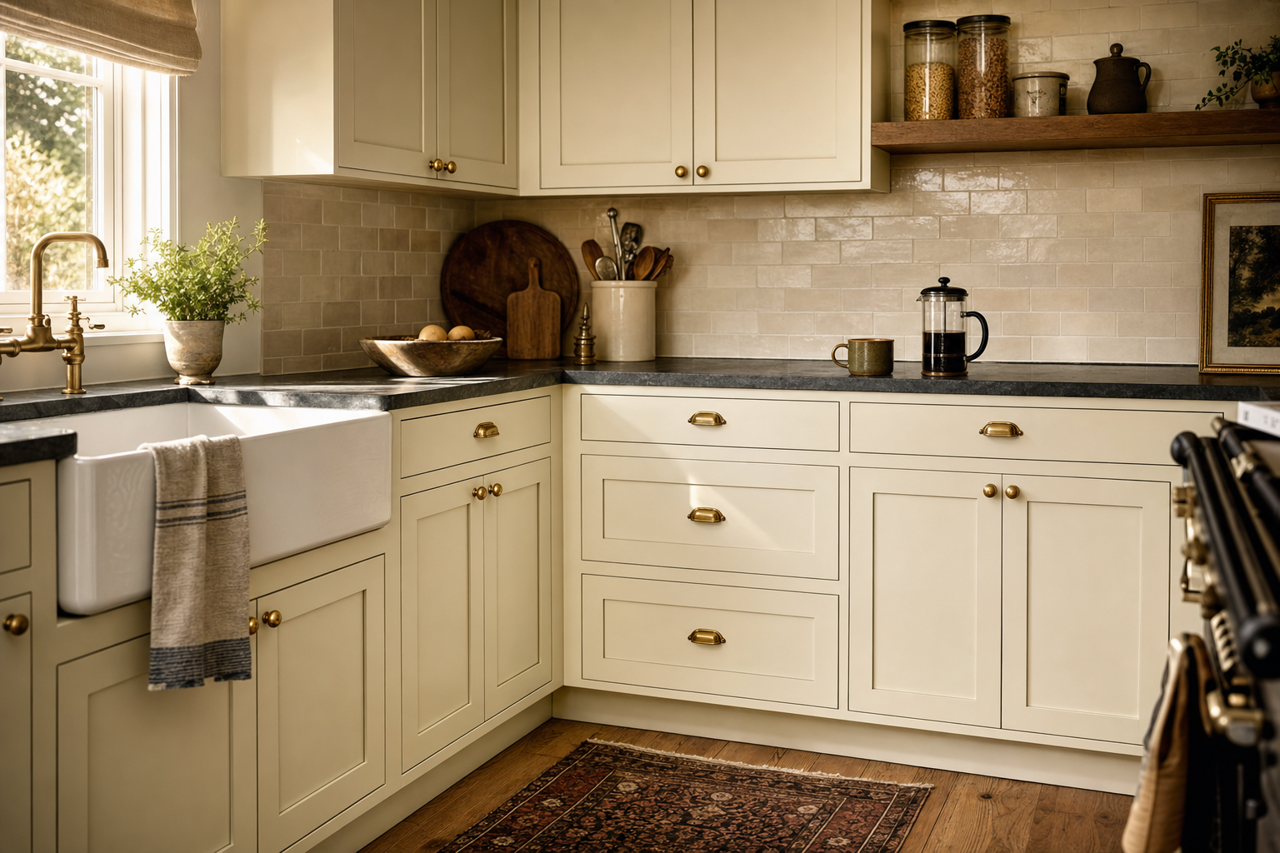 Sheep's by Benjamin Moore on cabinets