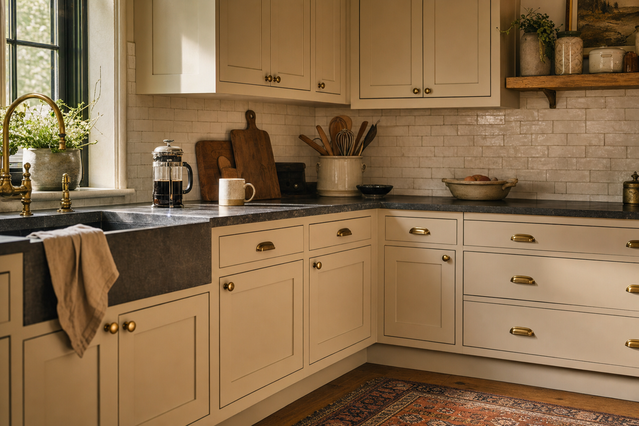 Shale by Benjamin Moore on cabinets