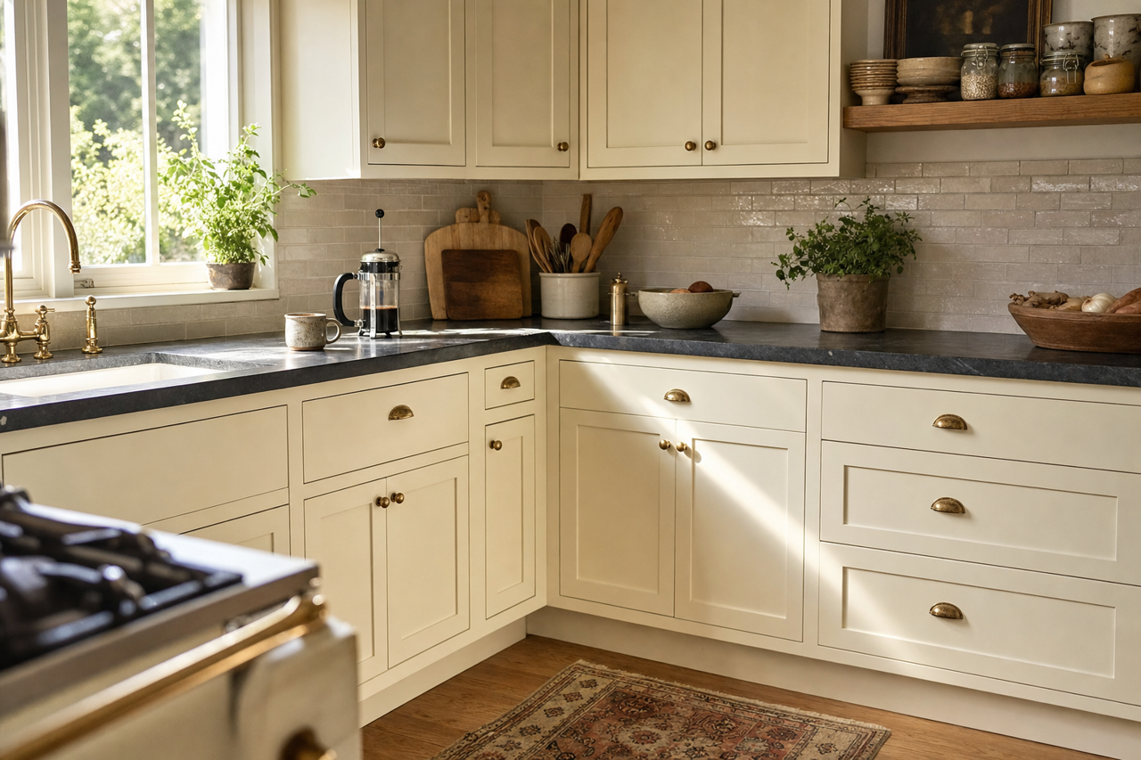 Cascade Mountains by Benjamin Moore on cabinets