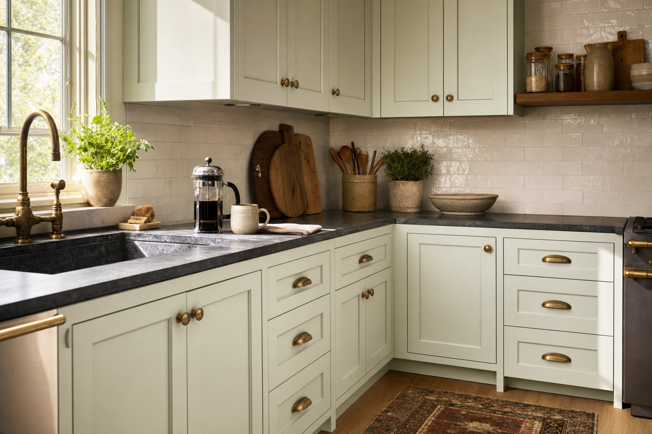 Stonewashed by Benjamin Moore on cabinets