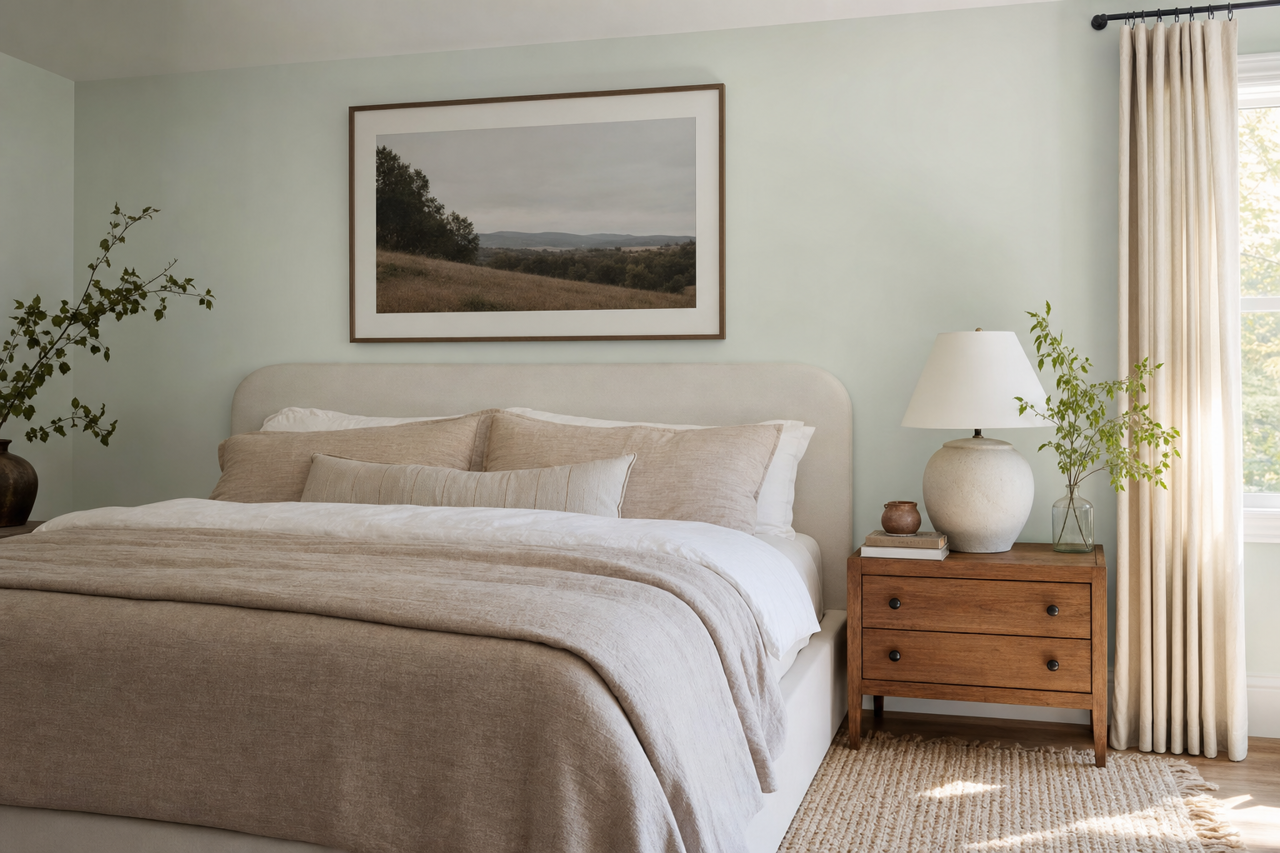 Stonewashed by Benjamin Moore on interiors
