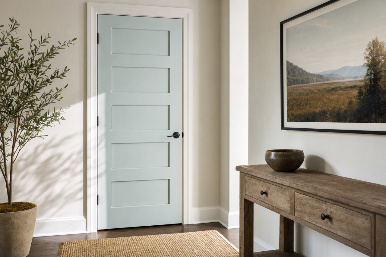 Mountain Mist by Benjamin Moore on interior-doors