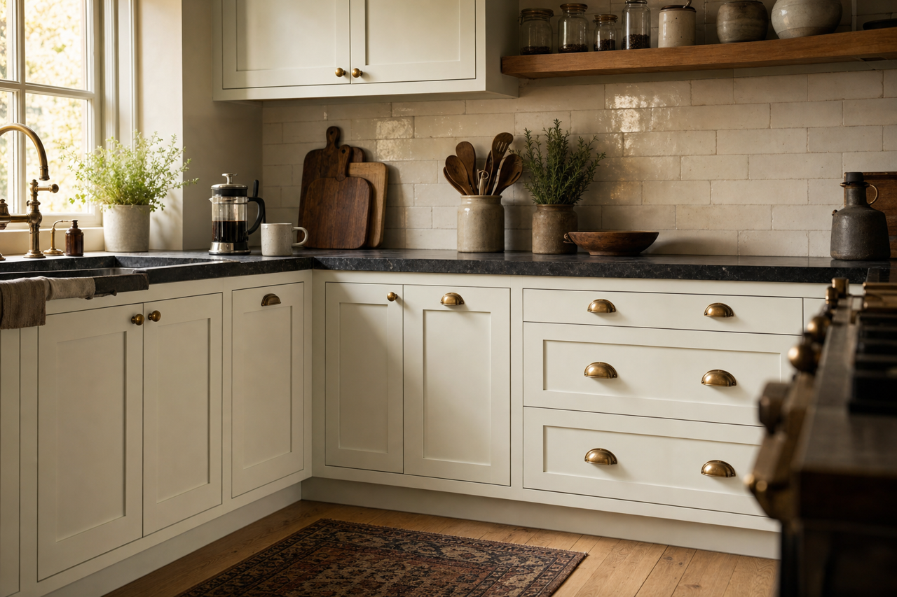 White by Benjamin Moore on cabinets