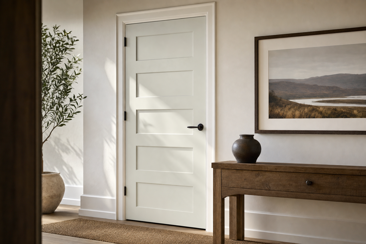 White by Benjamin Moore on interior-doors