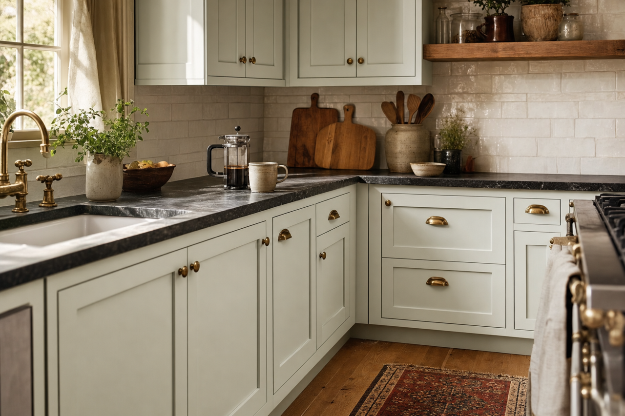Baby's Breath by Benjamin Moore on cabinets