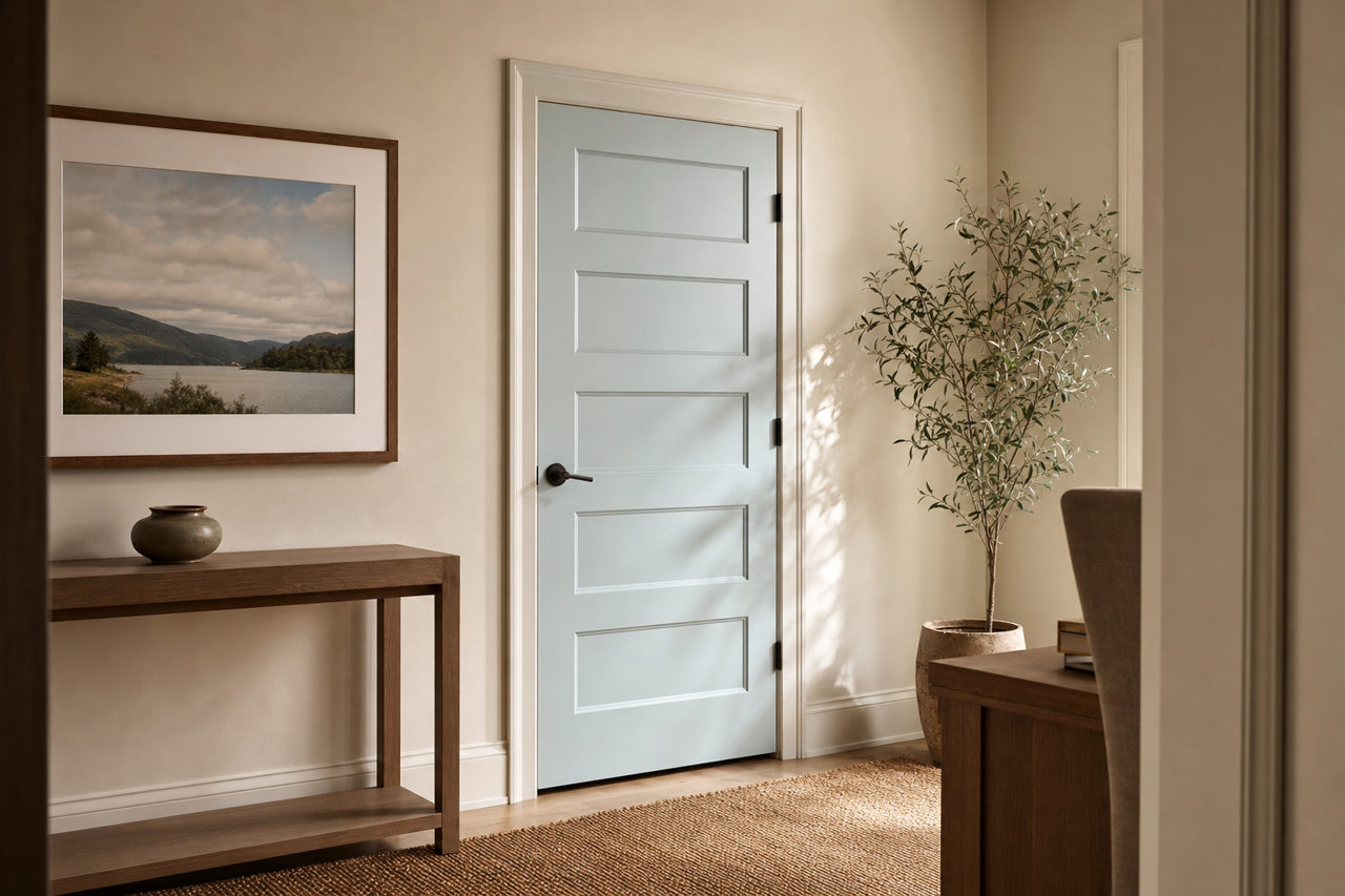 Blue Veli by Benjamin Moore on interior-doors