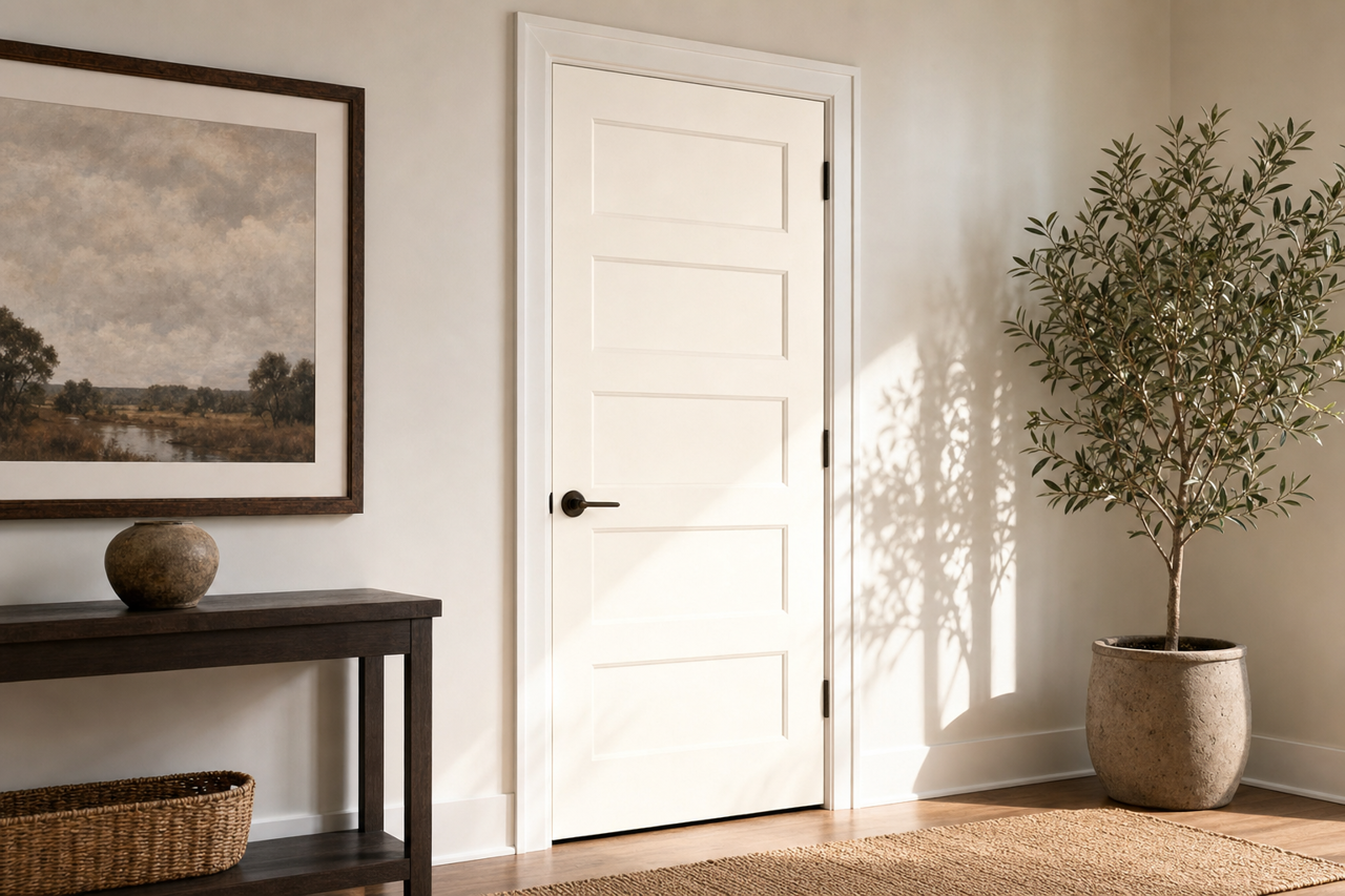 White by Benjamin Moore on interior-doors