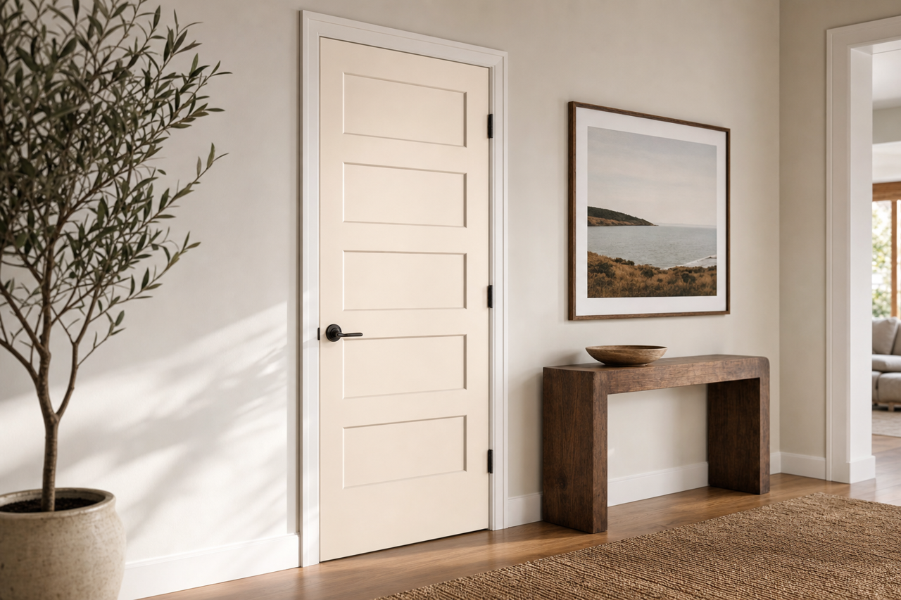 White by Benjamin Moore on interior-doors