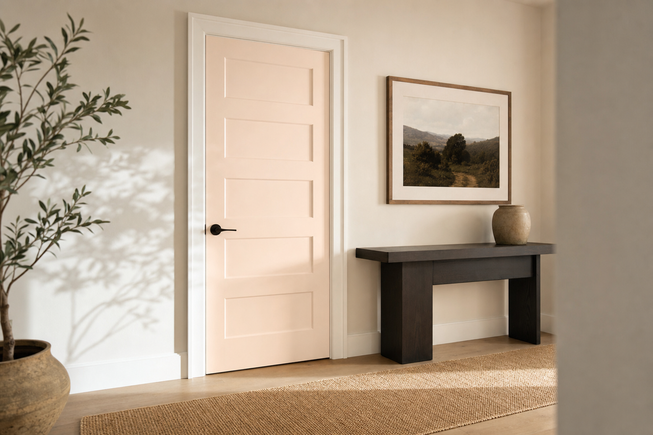 Pink by Benjamin Moore on interior-doors