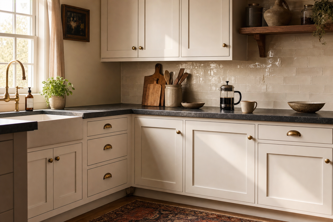 Feathered by Benjamin Moore on cabinets