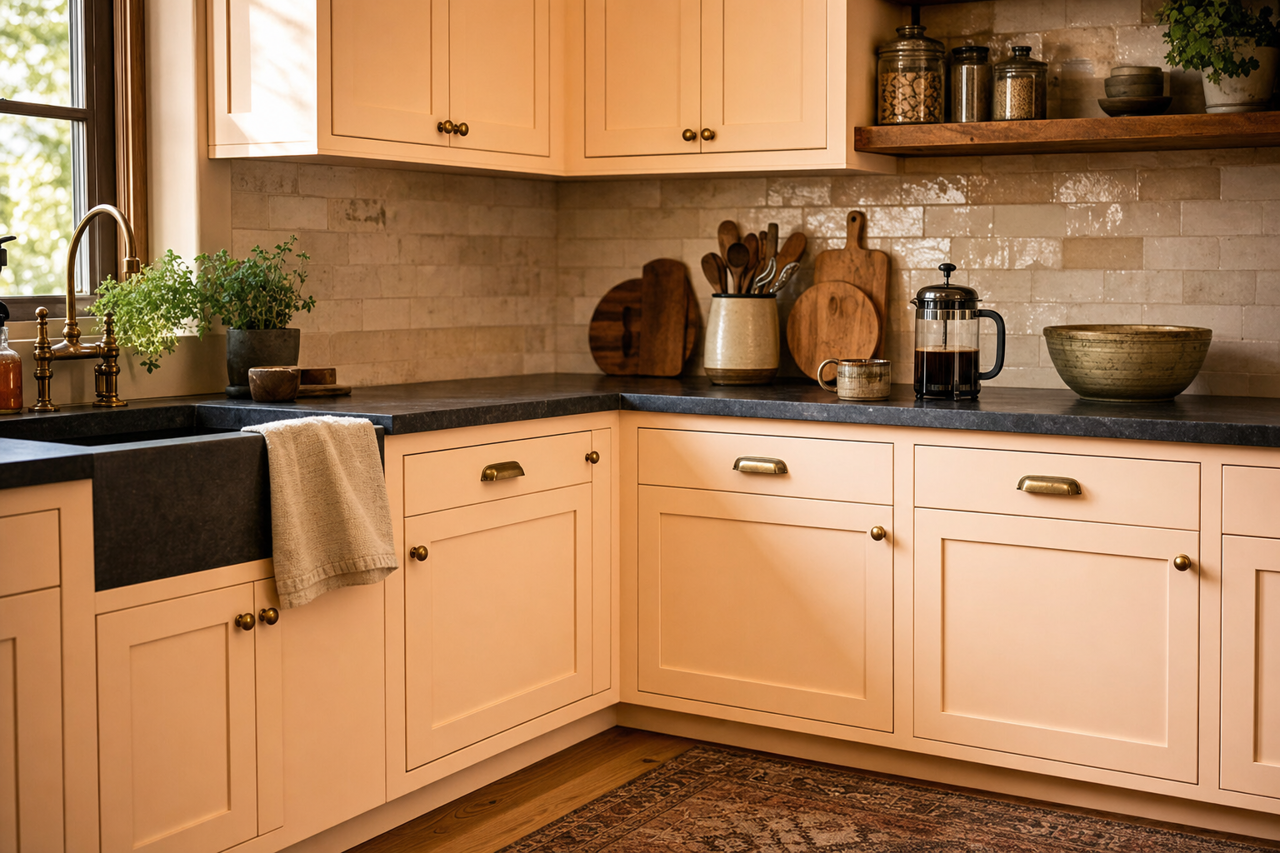 Shell by Benjamin Moore on cabinets