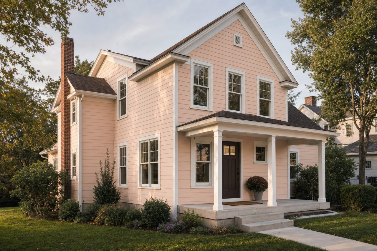 Pink Cloud by Benjamin Moore on exterior
