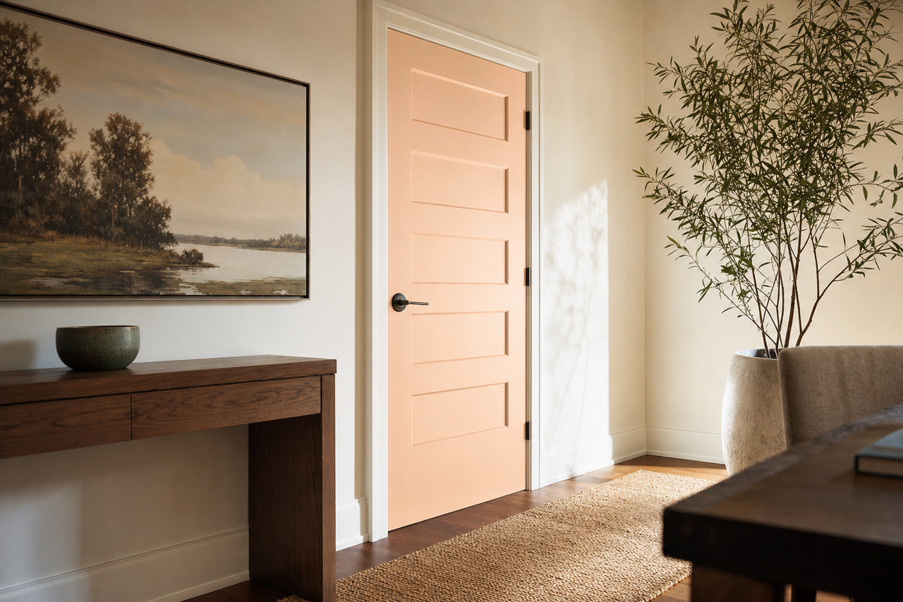 Pink Cloud by Benjamin Moore on interior-doors