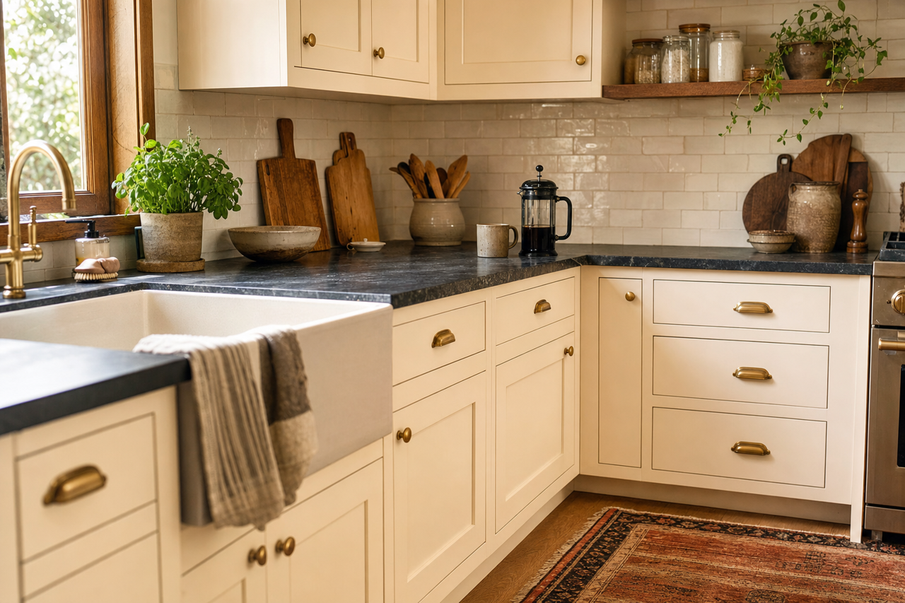 Pink Damask by Benjamin Moore on cabinets