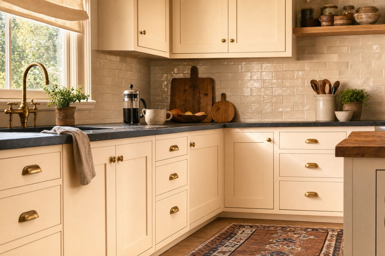 Opal by Benjamin Moore on cabinets