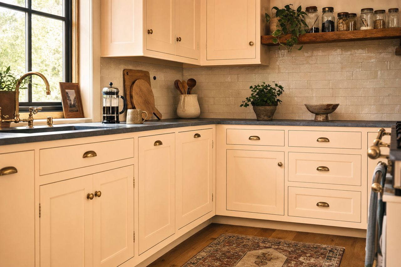 Ambrosia by Benjamin Moore on cabinets