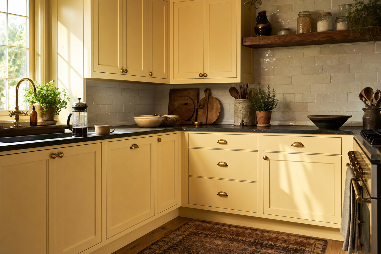 Butterfield by Benjamin Moore on cabinets