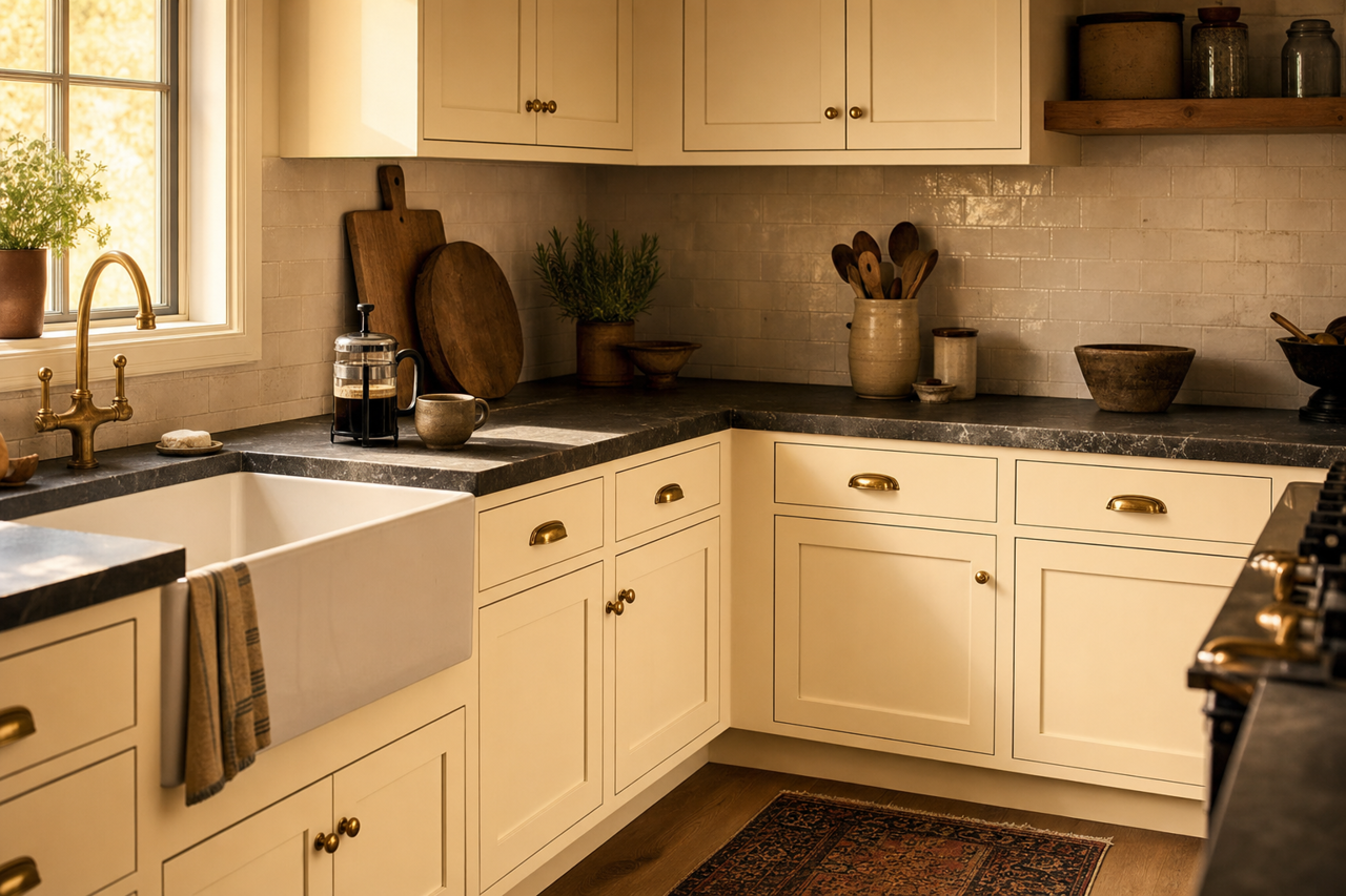 White Mountains by Benjamin Moore on cabinets