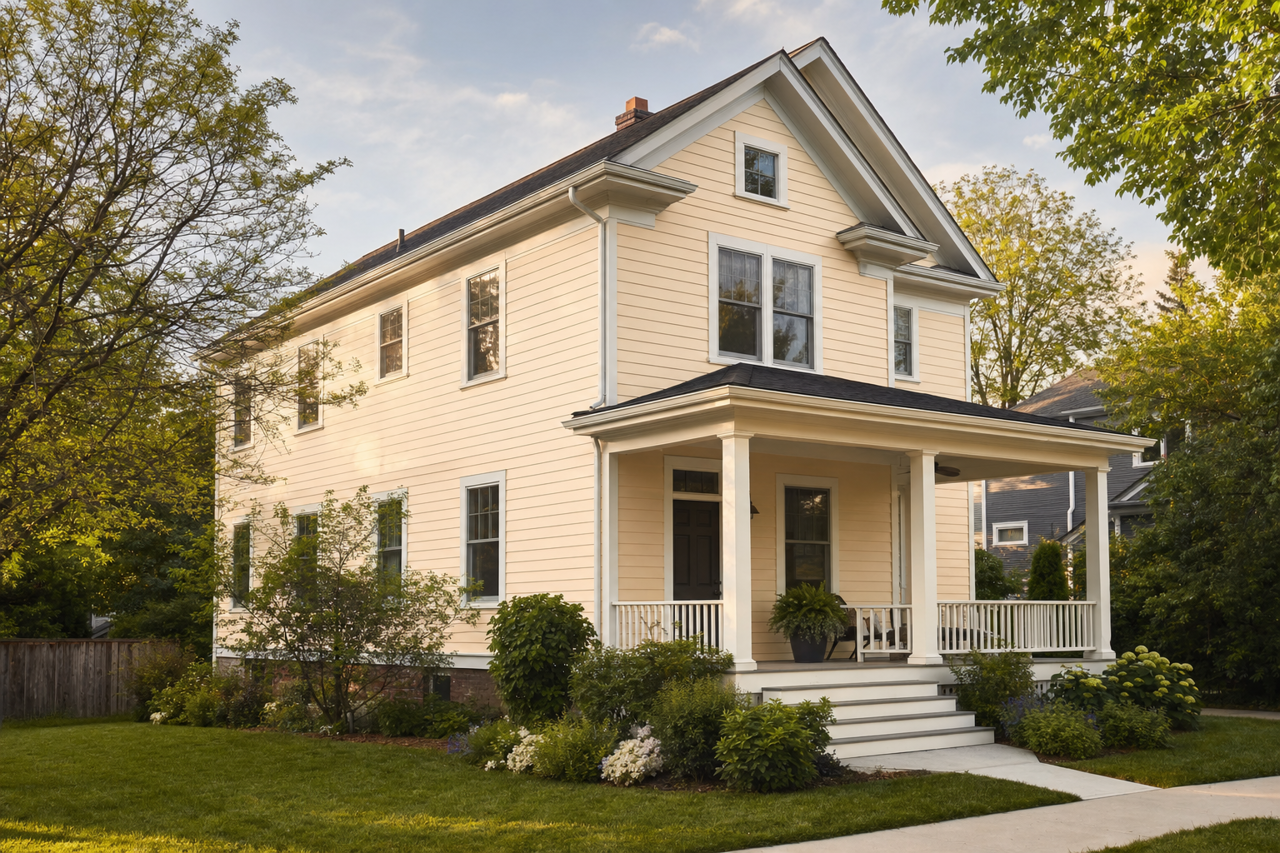 Evening White by Benjamin Moore on exterior