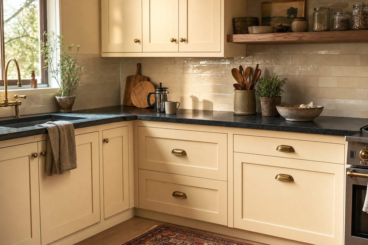 Pelican by Benjamin Moore on cabinets