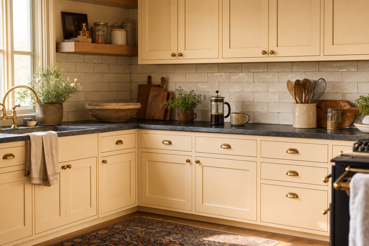 Crème by Benjamin Moore on cabinets