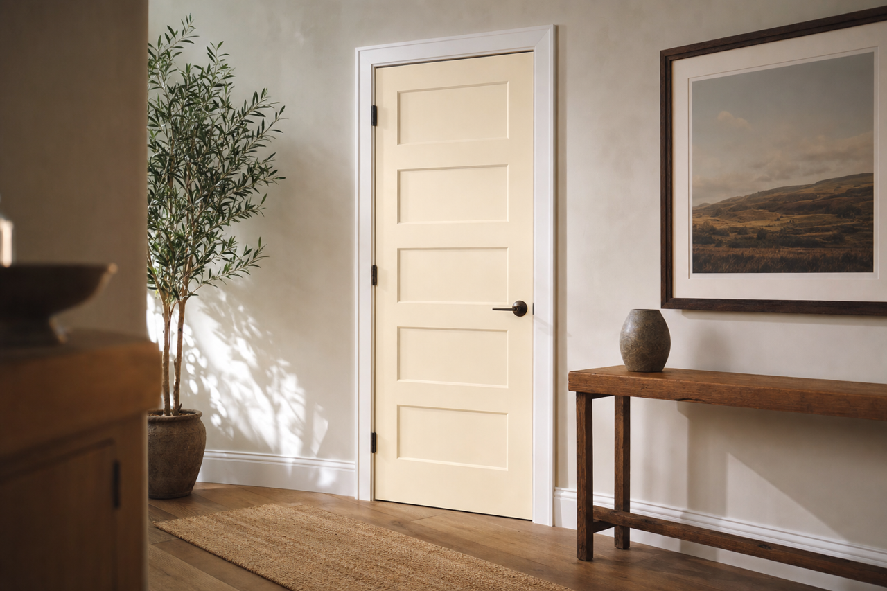 Linen by Benjamin Moore on interior-doors