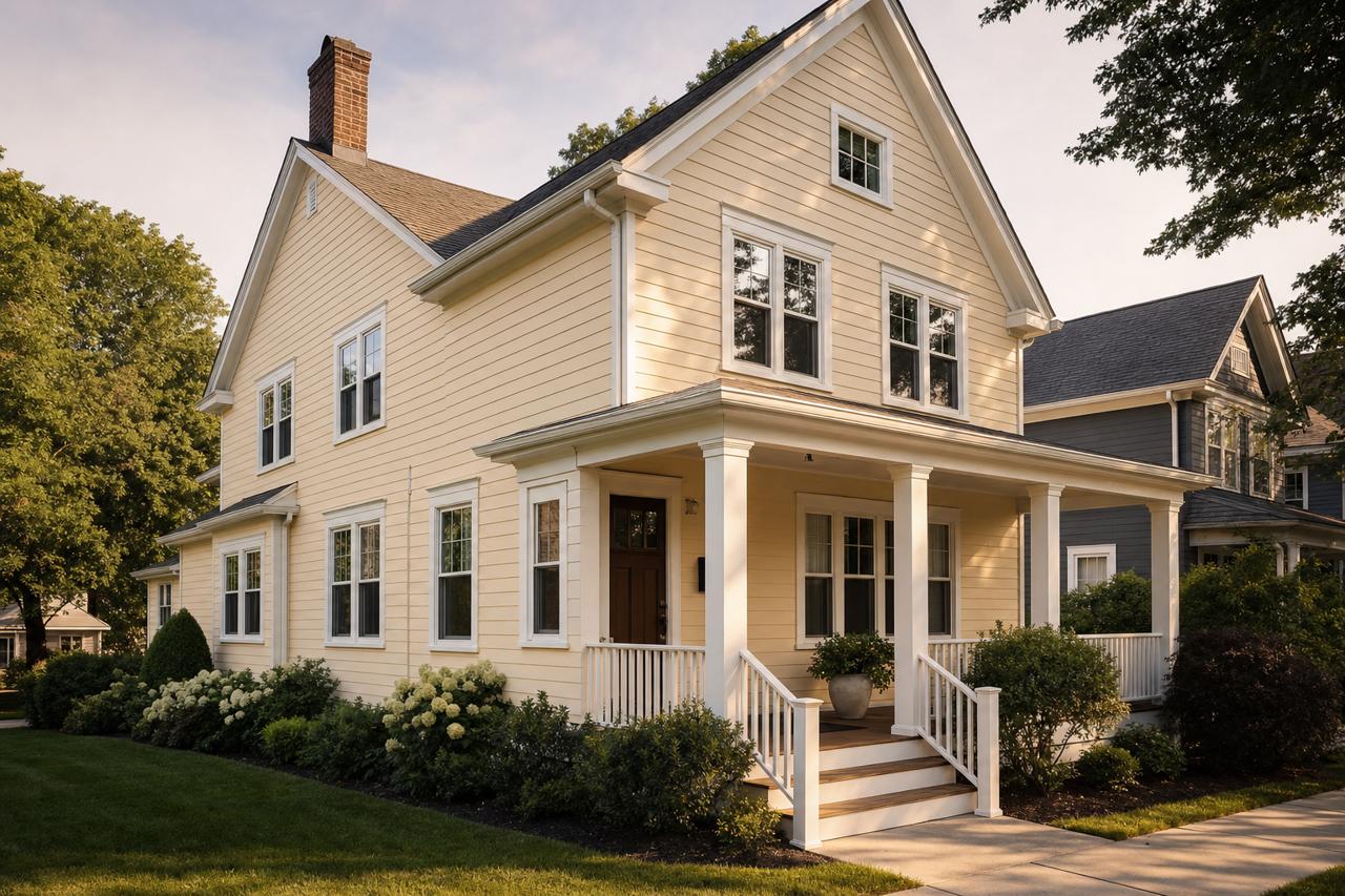 Cameo White by Benjamin Moore on exterior