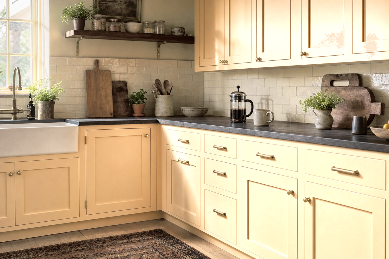 Virginia Beach by Benjamin Moore on cabinets