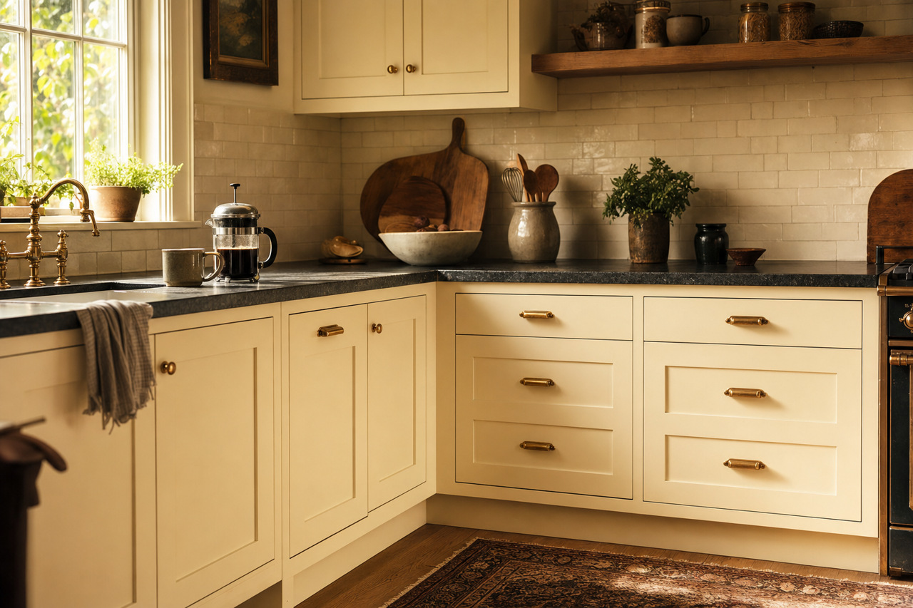 White by Benjamin Moore on cabinets