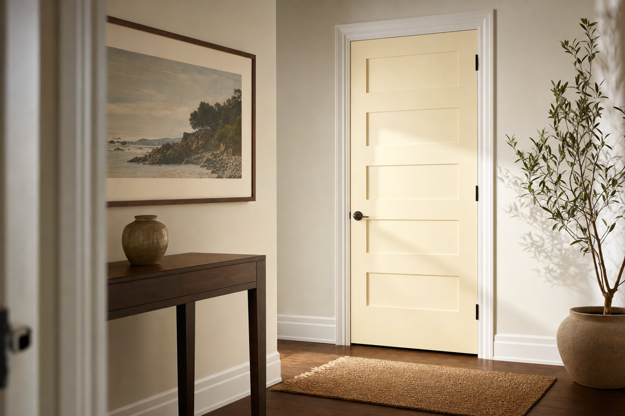 White by Benjamin Moore on interior-doors