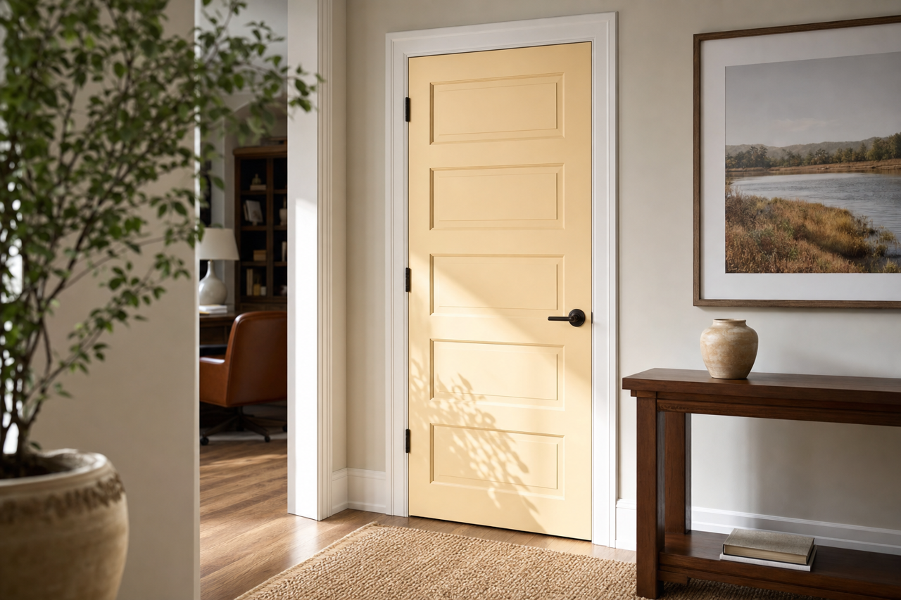 Honey Harbor by Benjamin Moore on interior-doors