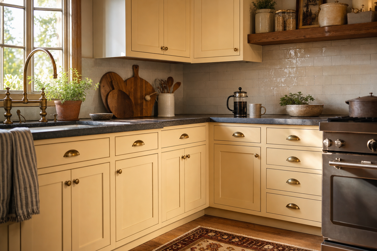 San Diego Cream by Benjamin Moore on cabinets