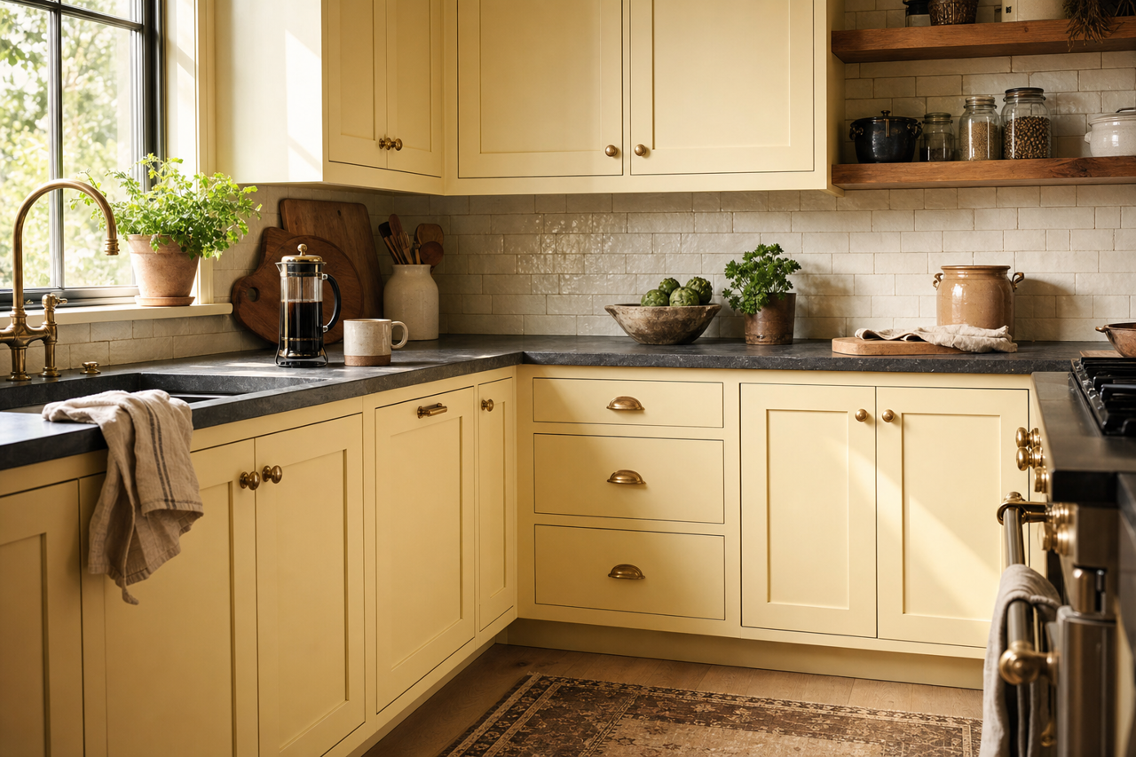 Cashmere by Benjamin Moore on cabinets