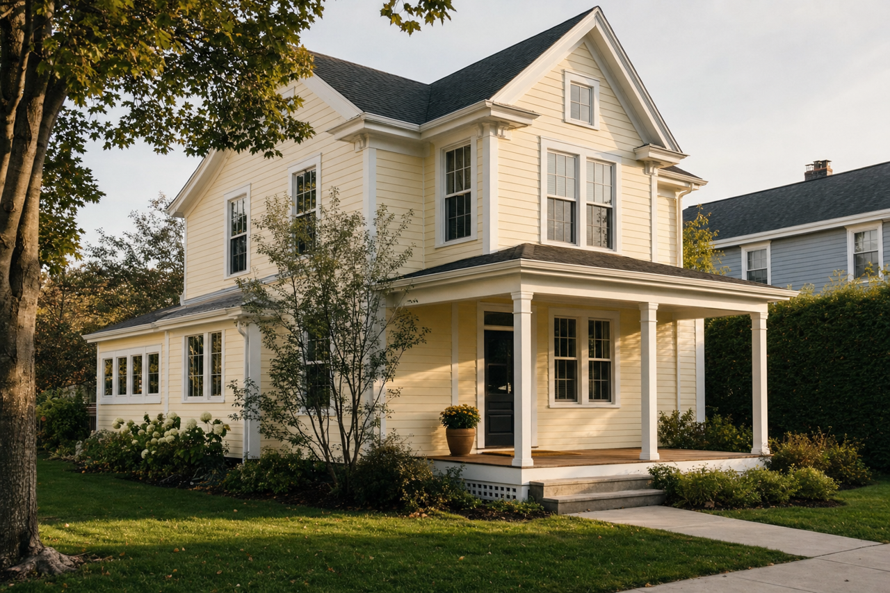 Lemon by Benjamin Moore on exterior