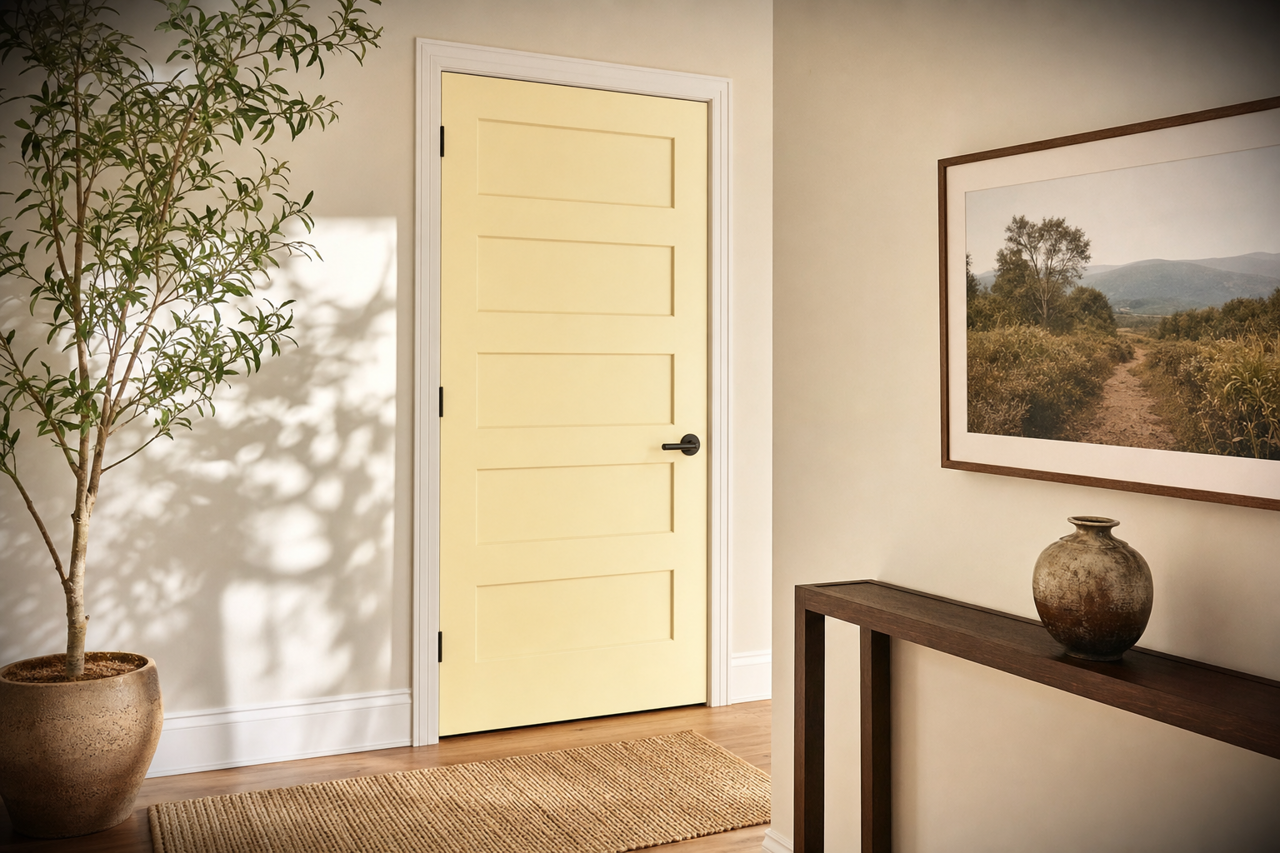 Lemon by Benjamin Moore on interior-doors
