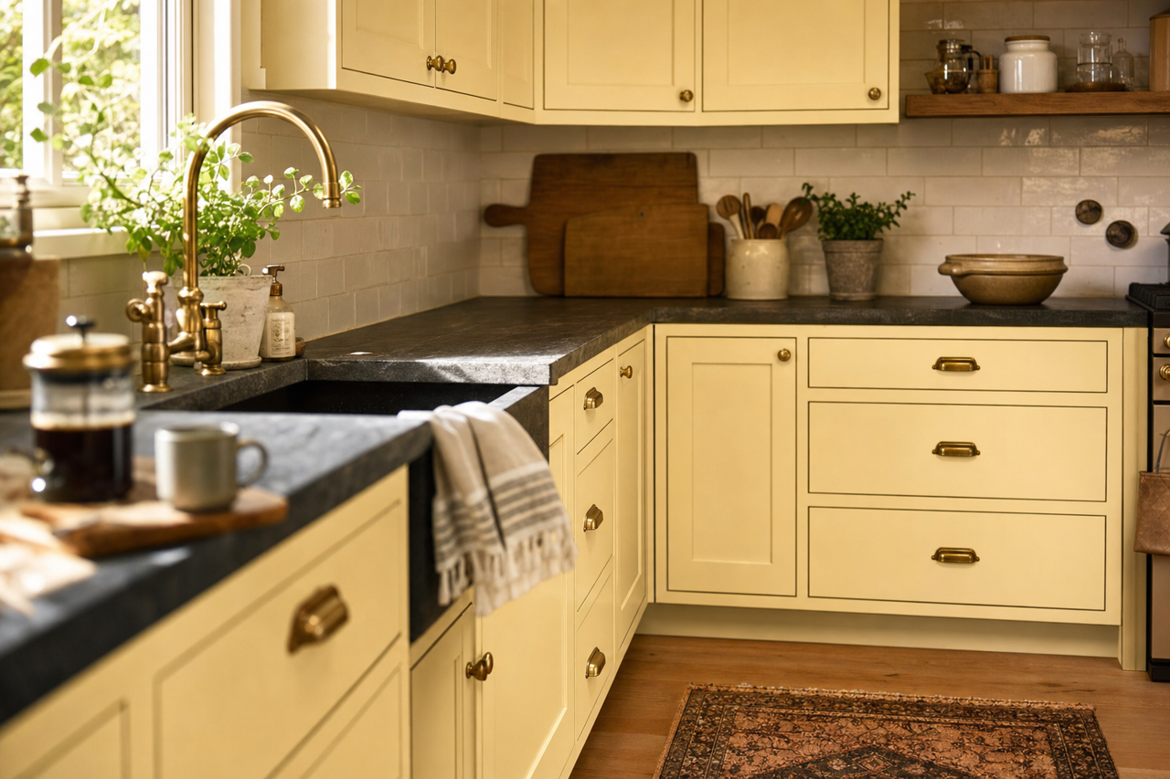Blossom by Benjamin Moore on cabinets