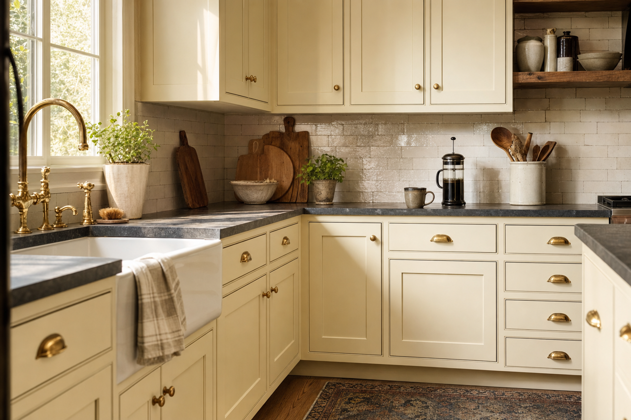 Ancient Oak by Benjamin Moore on cabinets