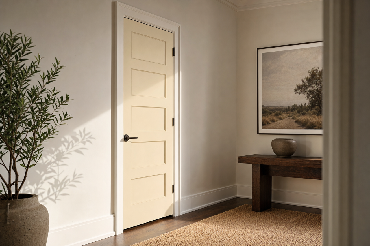 Marble White by Benjamin Moore on interior-doors