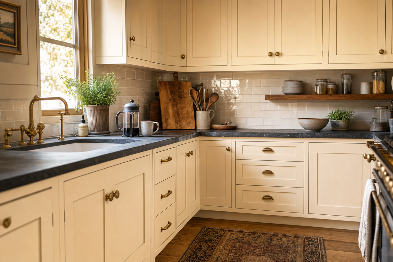Sparkling by Benjamin Moore on cabinets