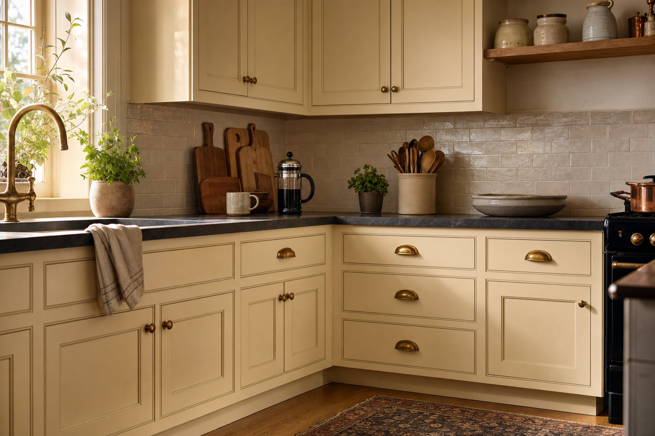 Spring by Benjamin Moore on cabinets