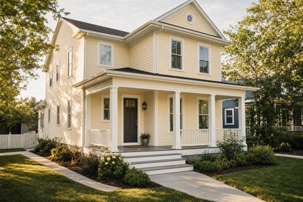 Palace White by Benjamin Moore on exterior