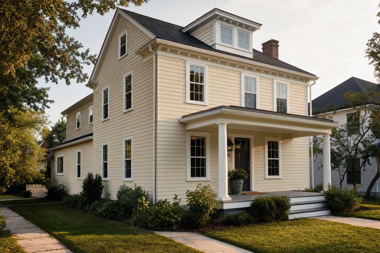Maritime White by Benjamin Moore on exterior