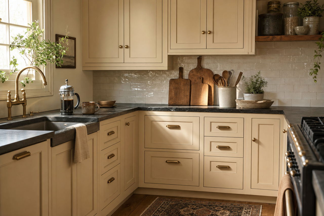 Temporal Spirit by Benjamin Moore on cabinets
