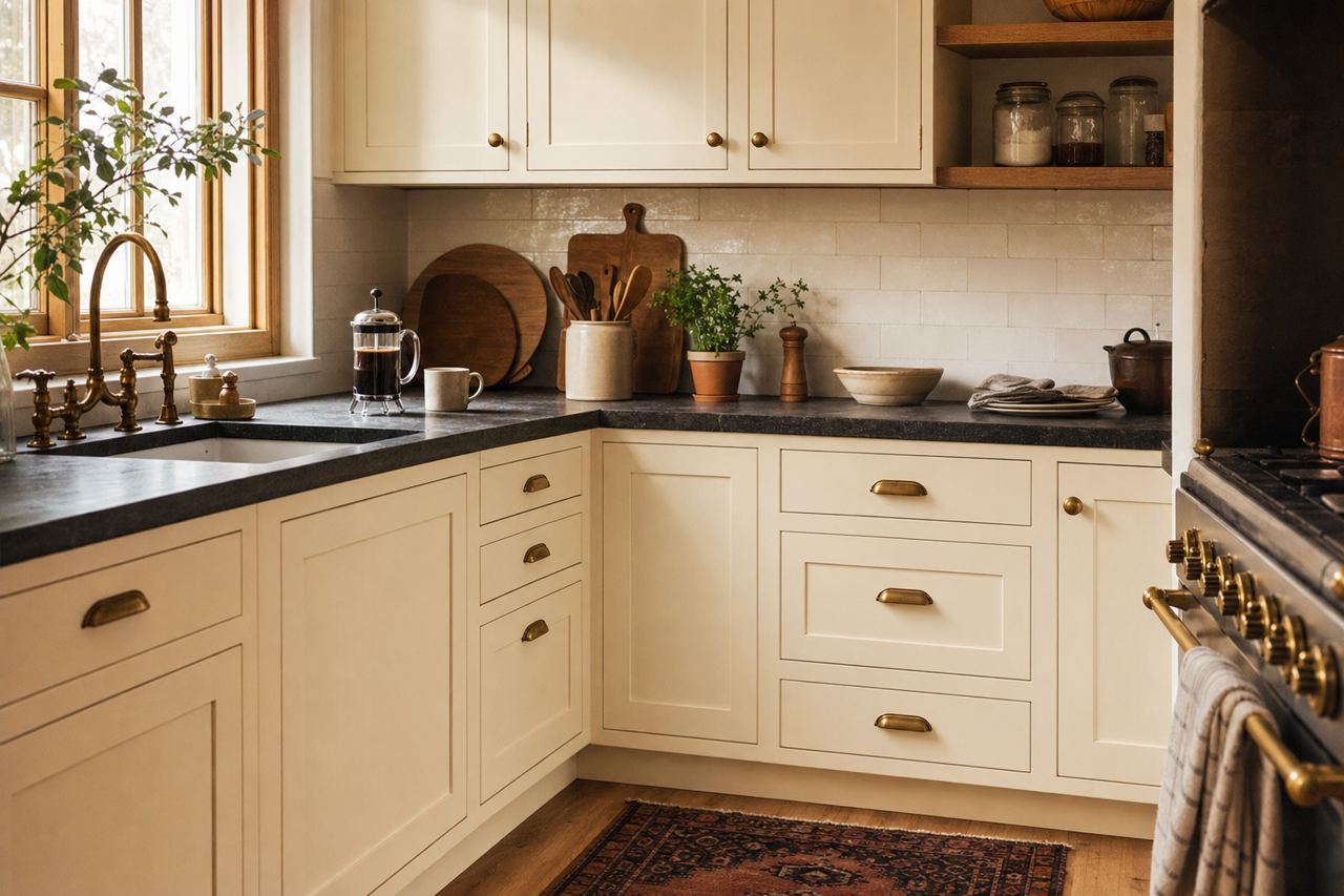 White Down by Benjamin Moore on cabinets