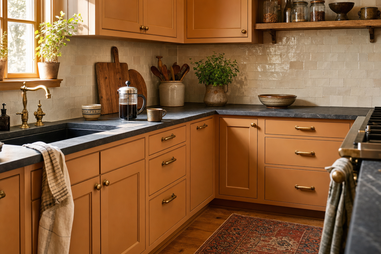 Brandon Beige by Benjamin Moore on cabinets