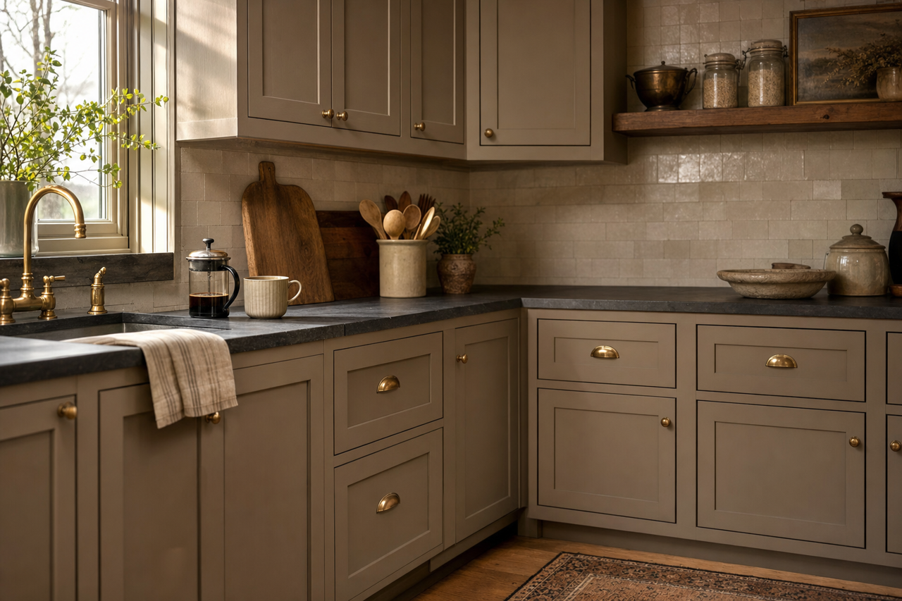 Woodcliff by Benjamin Moore on cabinets