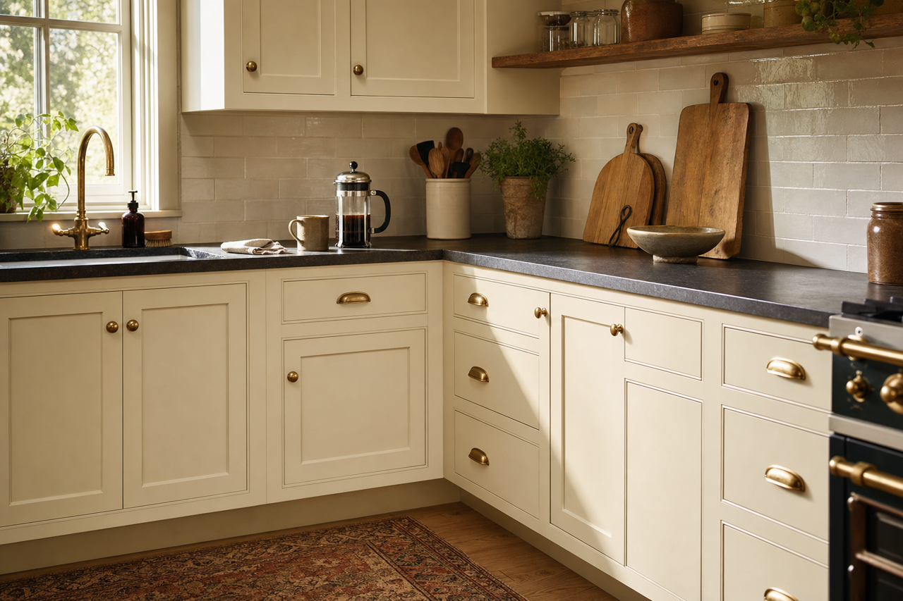 Wind's Breath by Benjamin Moore on cabinets