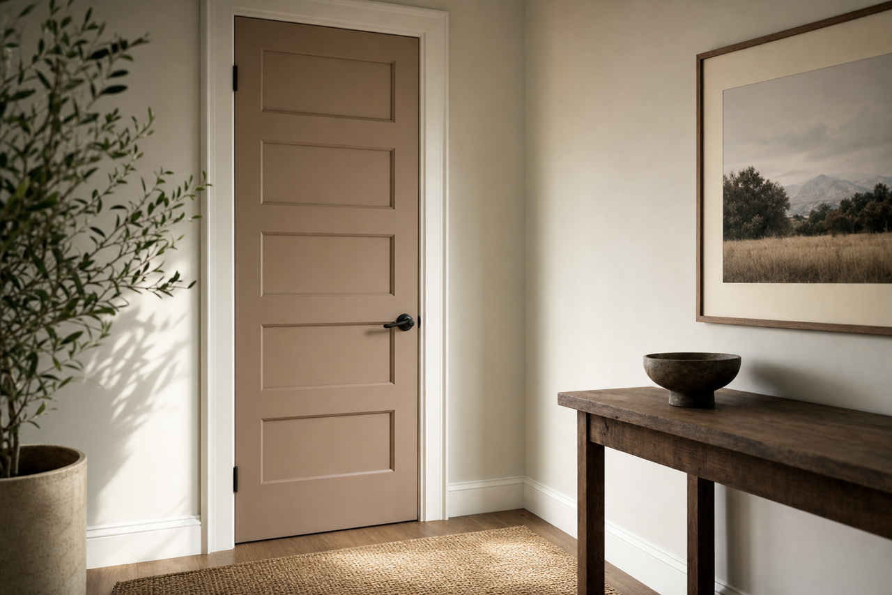 Ticonderoga Taupe by Benjamin Moore on interior-doors